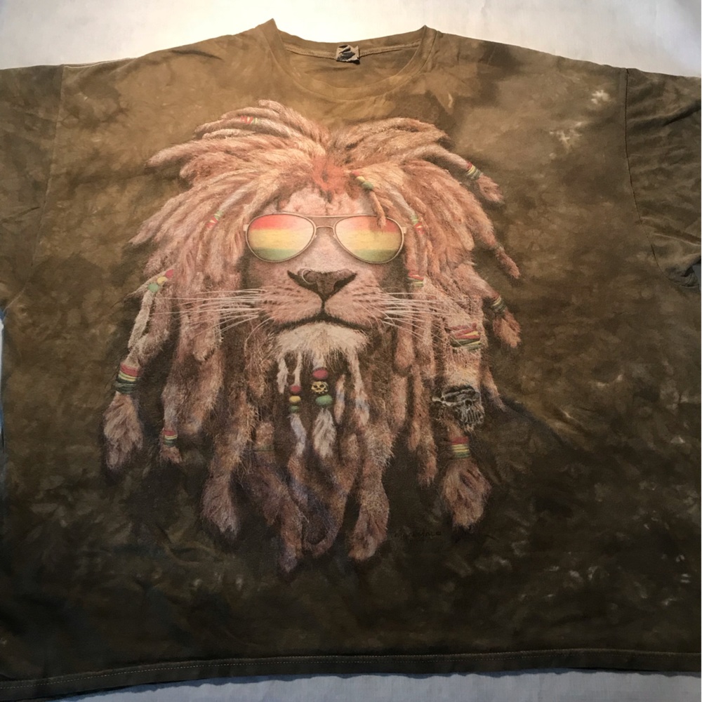 Manimals Mens 3XL Rasta Lion T Shirt Hilda’s Heavyweight 100% Cotton